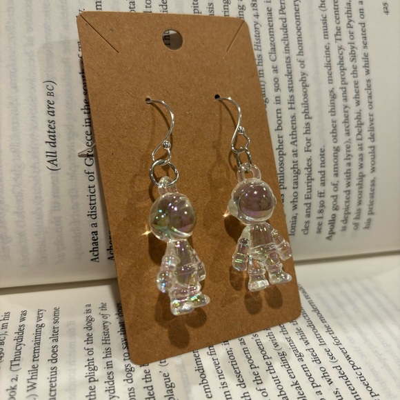 Astronaut Iridescent Sterling Silver Ball Hook Earrings NWT - Picture 4 of 6